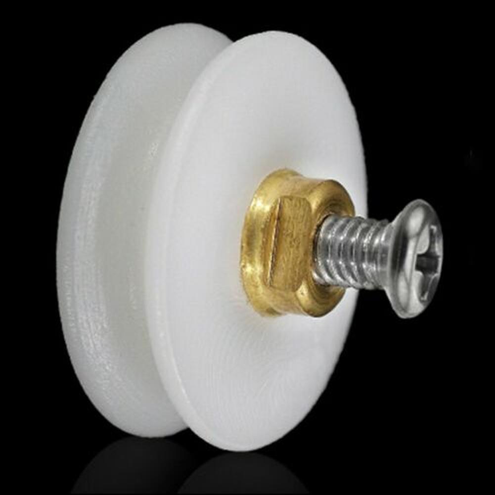 Practical Bathroom Door Rollers Anti-Rust Baths Parts Diameter Grooved Quality Replacement Wheels White 4/8pcs