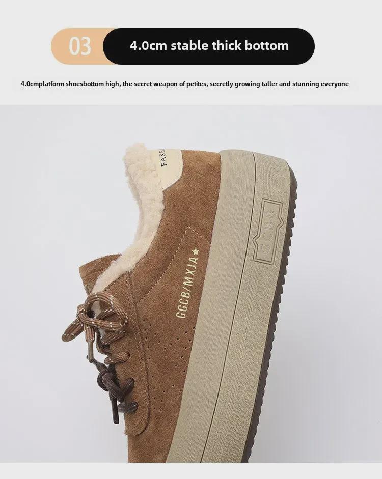 Pantofi de damă Maillard din piele mată cu șireturi duble, Colecția Toamnă 2024: Talpă Groasă Moale Design Retro Alb Universal