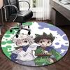 1pc Hunter X Hunter Chibi Characters with Bubble Background Round Carpet Anime Cartoon Design Office Chair Mat, NonSlip Rug for Home Decor