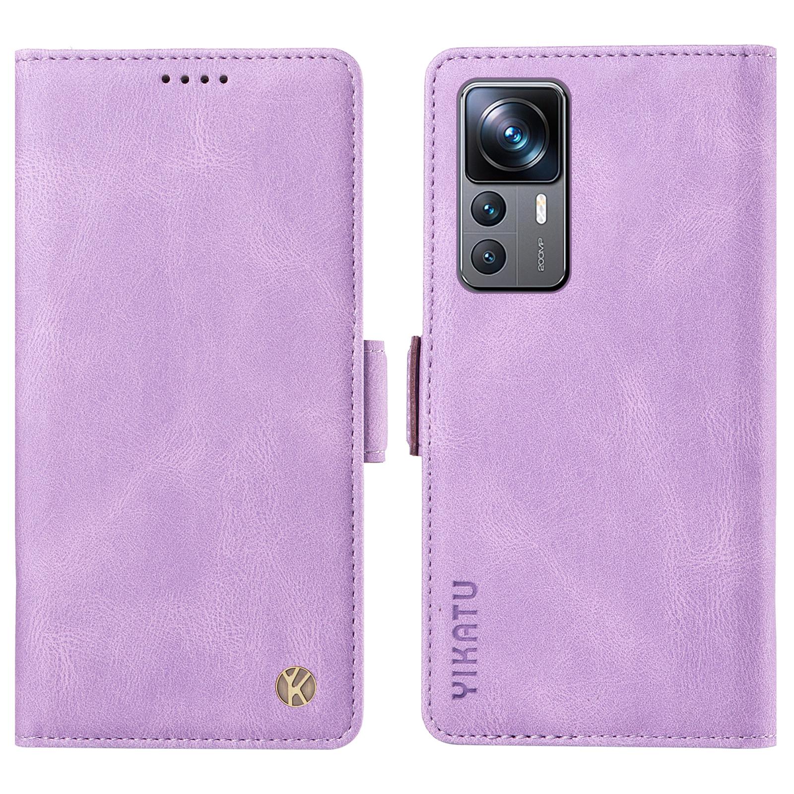 

YIKATU YK-005 Wallet Phone Case for Xiaomi 12T 5G/12T Pro 5G/Redmi K50 Ultra,Skin-touch PU Leather Stand Cover Purple