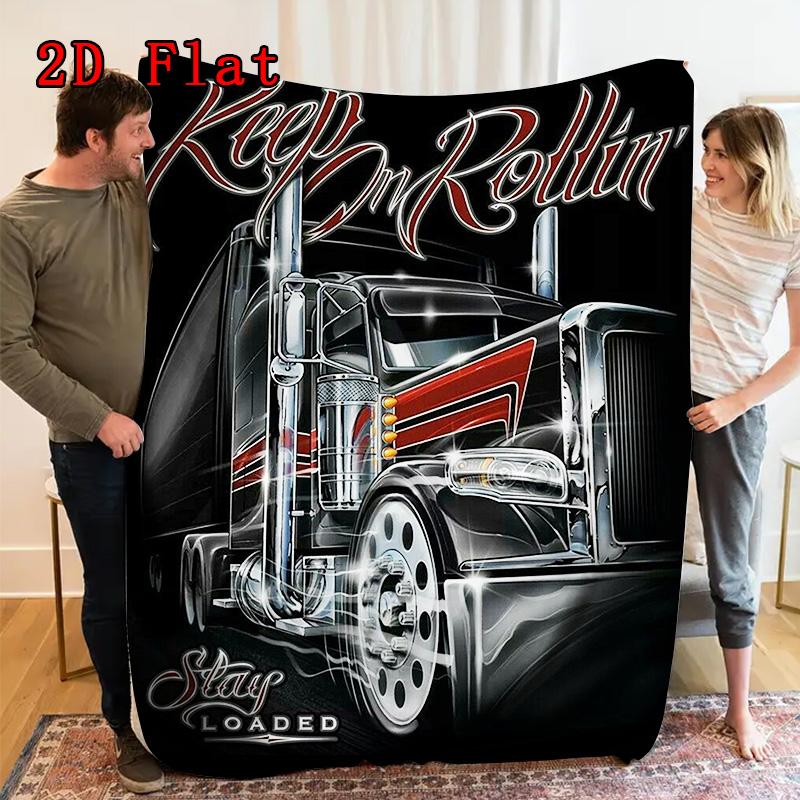 Truck 2D Flat Pattern Flannel Blanket High quality All Seasons Warmth and Comfort Perfect for Christmas Gifts.MMT0918331