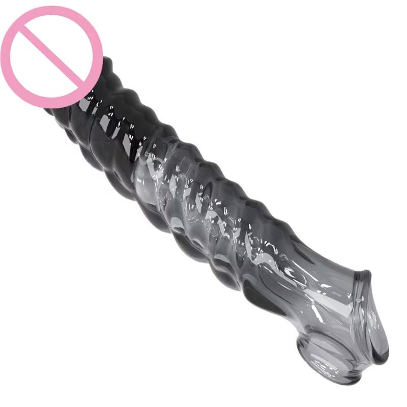 Penis Sleeve Vibrating Cock Ring, Male Vibrator Reusable 3" Penis Extender Enlarger with Penis Ring Vibrator, Realistic Cock