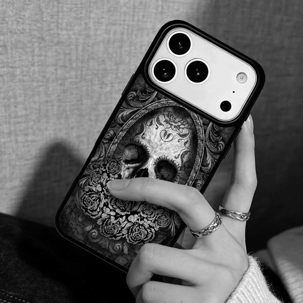 Capa Case for iPhone 17 Air 16 Pro Max 15 Plus 11 13 Mini 14 12 Back Phone Cover calaveras floral sugar skull