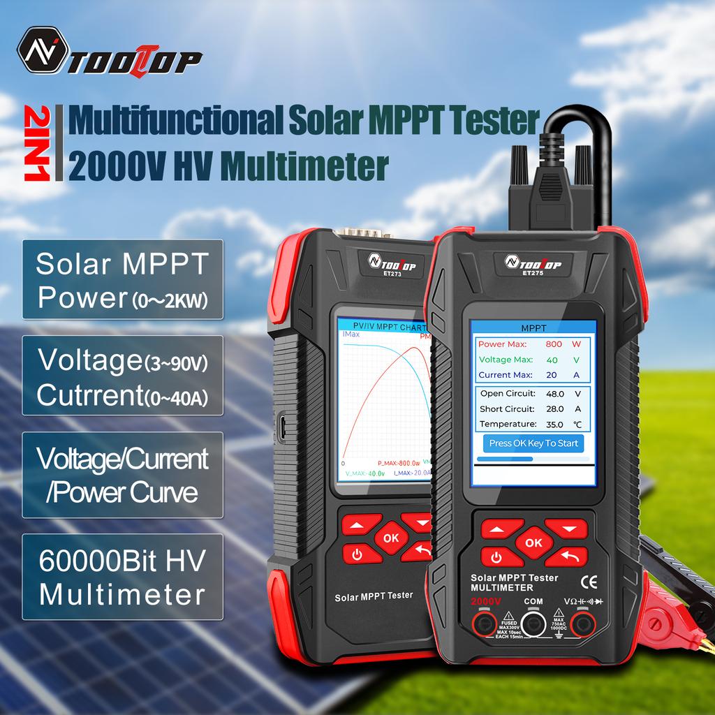 2000W Solar MPPT Meter HV Multimeter Voltage Current Power Curve Photovoltaic Energy Module Fault Diagnosis Solar Test Record