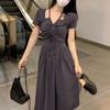 New Summer French Halter Neck Dress Irregular Waist-hugging Skirt