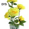 DYS Home Decor Artificial Plant Pot Rose Desktop Decor Faux Silk Flower Indoor Outdoor Imitation Flower Pot