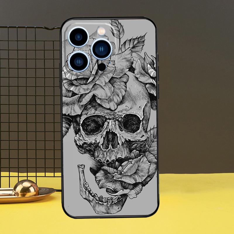 Gothic Skull Case For iPhone 16 15 14 13 12 11 Pro Max X XR XS 7 8 Plus 12 13 Mini Bumper Cover
