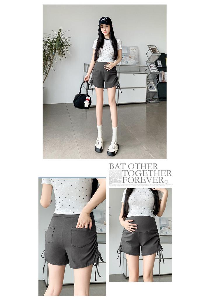 Summer Maternity Drawstring Pleated Sports Shorts - Slimming & Versatile