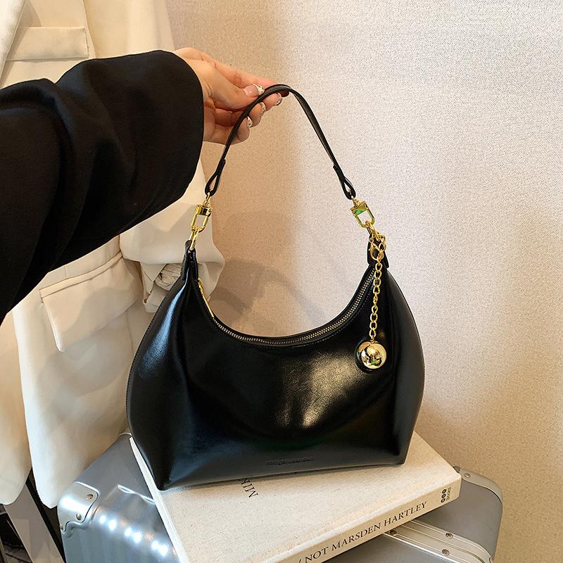 French Style Retro Burgundy One Shoulder Bag Women's Classic PU Leather Texture Crossody Bag Fashi Versatile Commuter Handbags