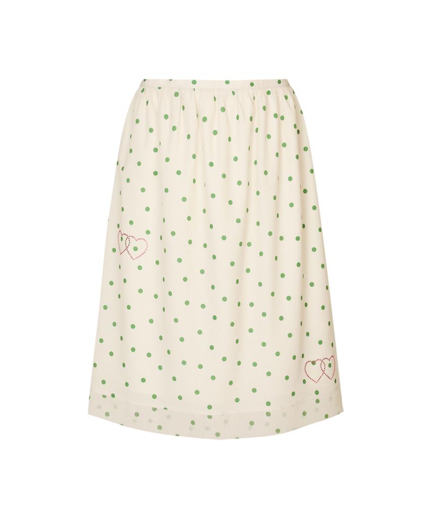 LOULOUSEOUL Heart Dot Midi Skirt (Ivory)