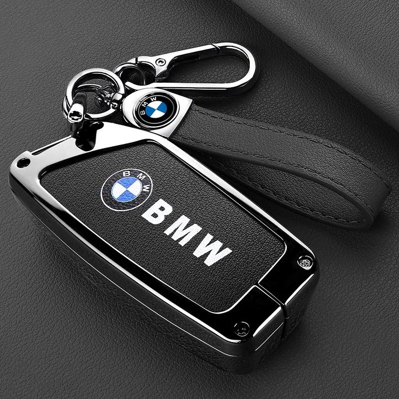 Nouveau Porte-clés Coque de clé de voiture en cuir véritable Anneau Porte-clés Pour BMW I7 X7 G07 LCI I20 U11 IX X1 Série 7 G70 G09 XM U06