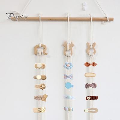 Porta fiocchi per capelli Organizzatore di accessori per capelli intrecciati a mano Salvaspazio Facile da appendere Nuvole Cintura portaoggetti per forcine per bambini