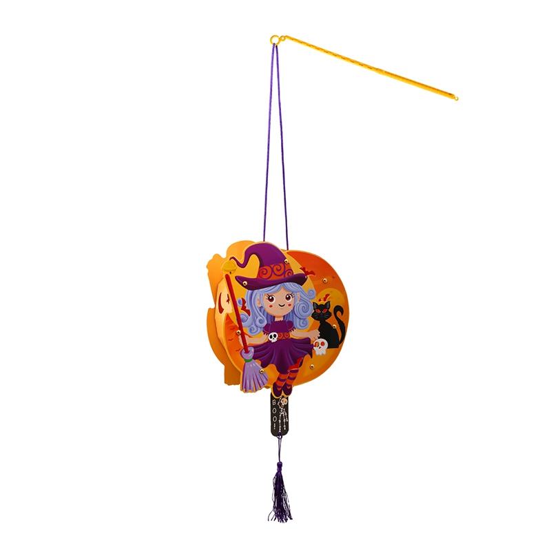 LED Halloween Pumpkin Lantern Decoration Children Diy Material Kit Hanging Paper Honeycomb Glowing Lantern Festival Decor