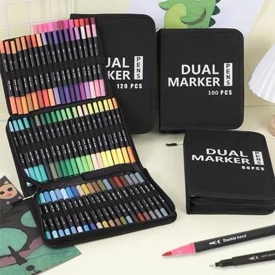 60/72/100/120 Colors Marker Set Double Head Water Based Sketch Graffiti Watercolor Comic Highlighter Art Painting Stationery