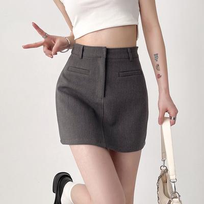 Spódnice mini z wysokim stanem damskie eleganckie proste biurowe damskie uniwersalne w kształcie litery A torba na biodra spódnica w stylu koreańskim