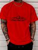 Unisex Summer Black Short Sleeve Tee Minimal Mountain Forest Line Graphic Print Crew Neck Loose Casual Streetwear Male Daily Top