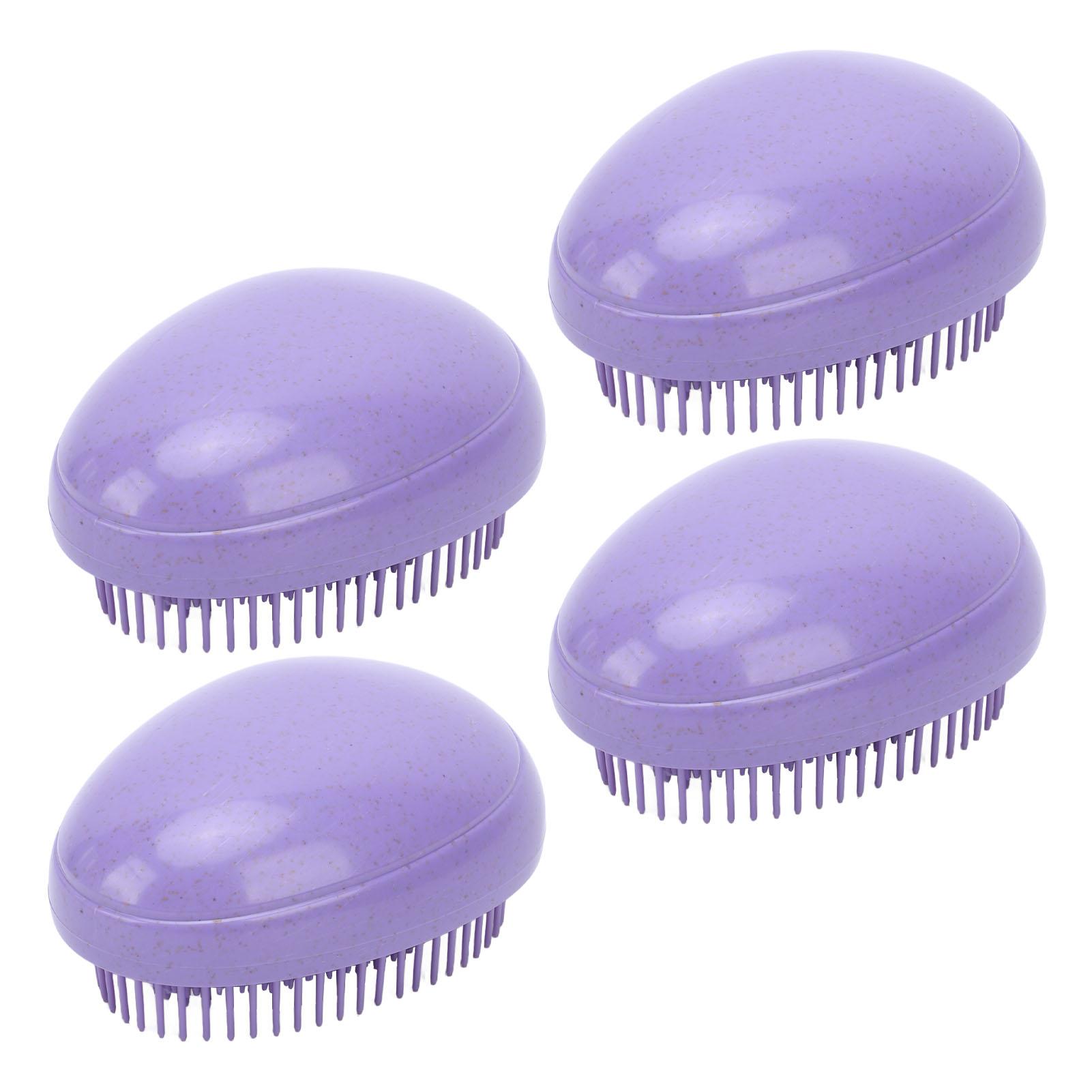

4 Pcs Egg Shape Detangling Hair Brush Wheat Straw Massage Comb Detangler Brush for Curly Long Thick