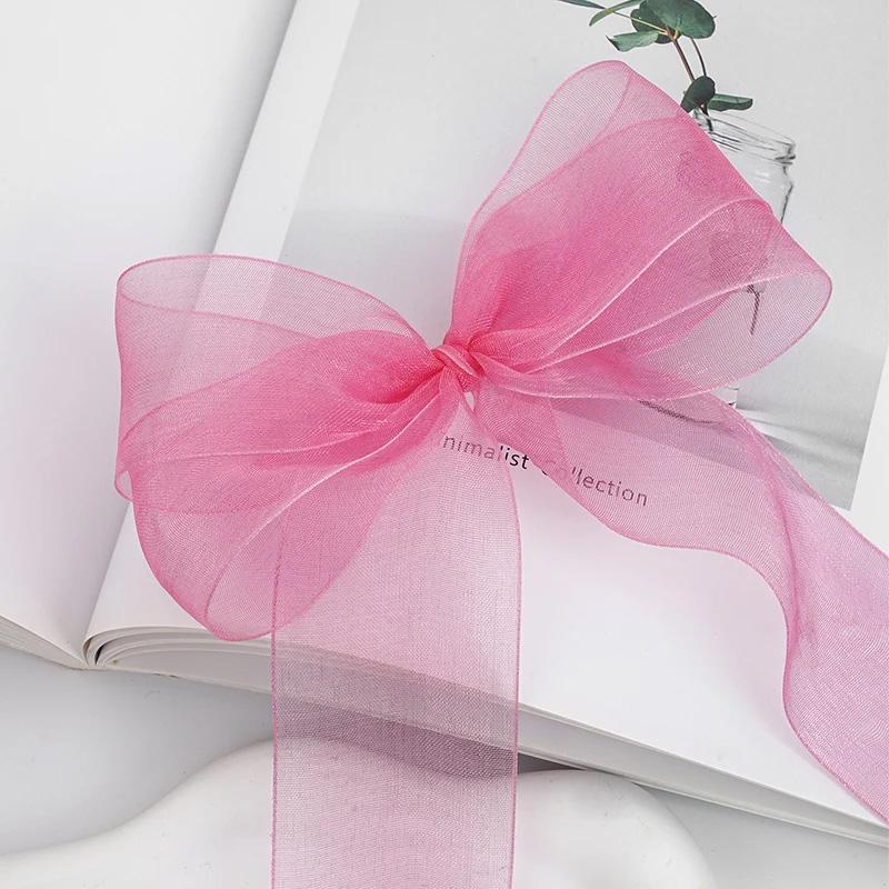 50yards Braided Hair Ribbon Binding Bow Ties DIY for Gift Wrapping 2.5cm Floral Bouquet Decorative Tulle Ribbon