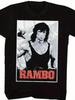Men's Vintage 80s Rambo First Blood Part II Graphic T-Shirt- John Rambo& Helicopter Scene Design