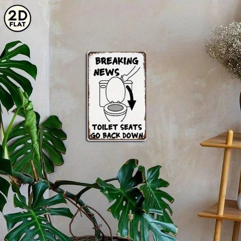 Humorous Bathroom Sign Toilet Seat Aluminum Art 8x12 Wall Decor Novelty
