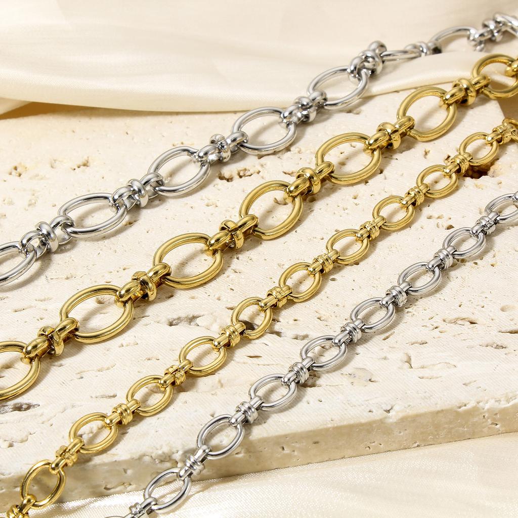1 Piece 304 Stainless Steel Oval Chain Necklace For Women Men Chain Necklaces Diy Punk Handmade Jewelry Supplies 40/45cm Long