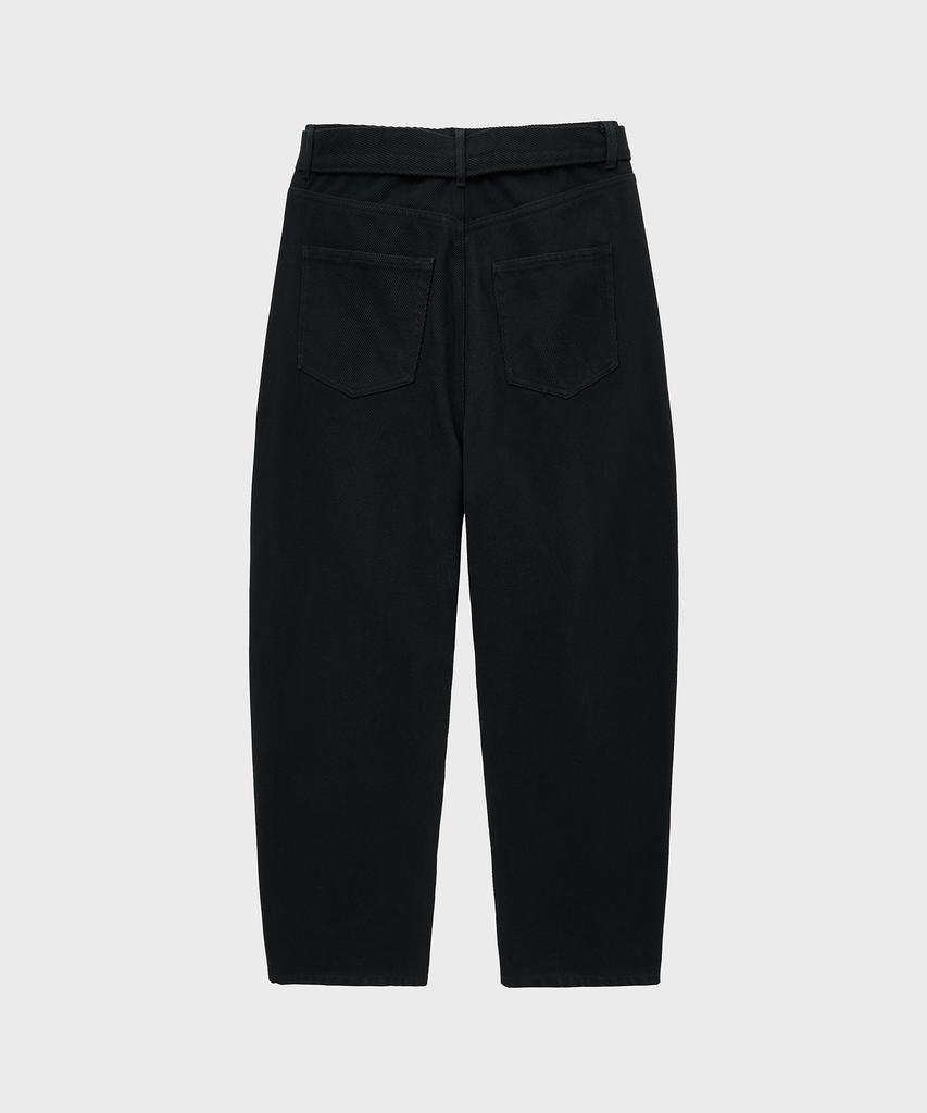 NOIRER Cotton Whipcord Washed Curved Pants (Black)