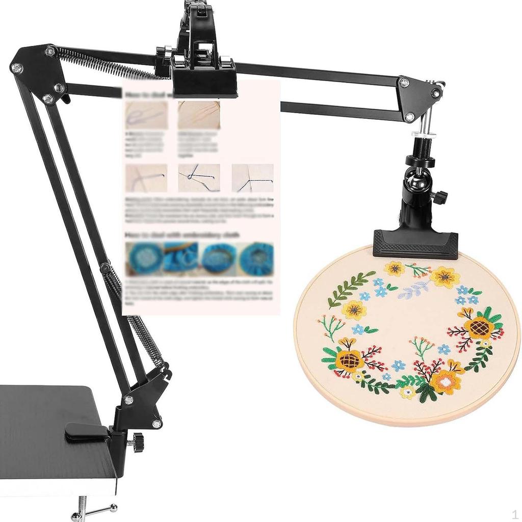 Embroidery Hoop Stand Table Clamp Accessories Adjustable with Hinge Clip for Sewing