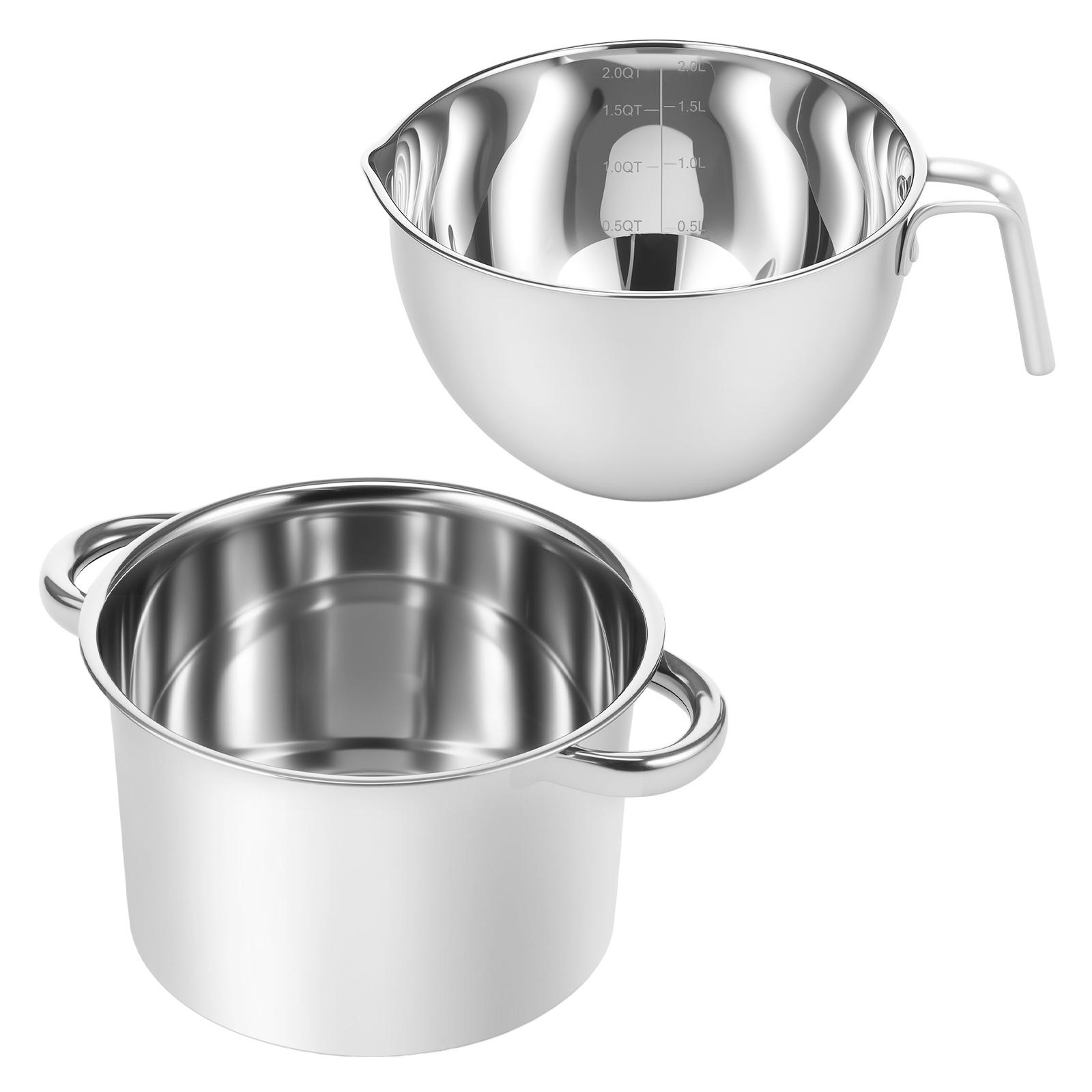 

Double Boiler Pot Set 304 Stainless Steel Water Bath Melting Pot Set Deflector Port Design for Melting Chocolates Butter Candies