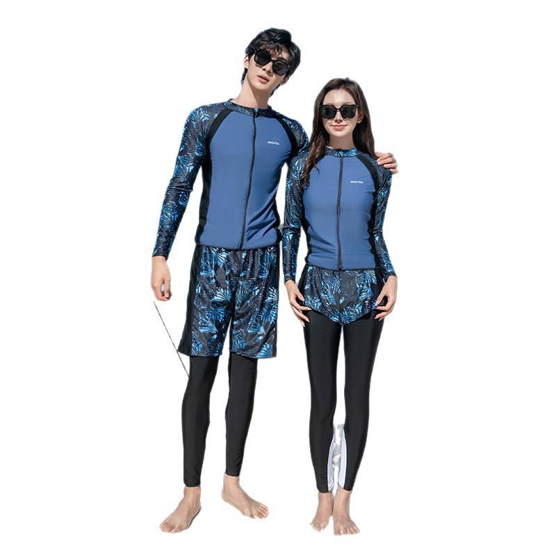 Women Men UV Protection Rash Guard Set Long Sleeve Swimwear Snorkeling Surfing Diving Water Sports