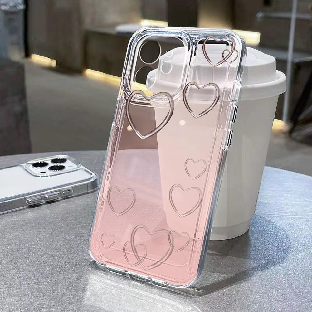 Love Heart Graphic Soft Silicone Phone Case For IPhone 16 14 13 12 11 15 17 Pro Max 17Air 16E 14 Plus Transparent Bumper Cover