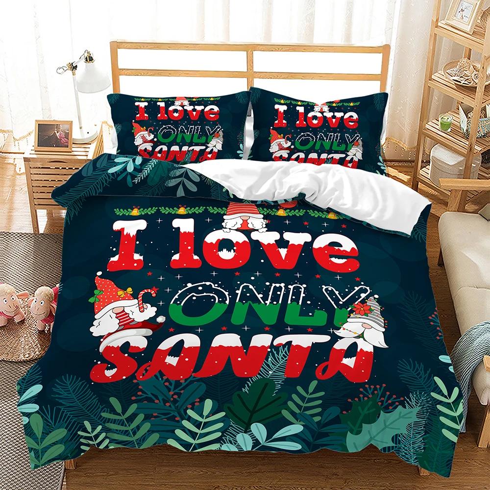 Christmas Duvet Cover Cartoon Merry Chirstmas Double Christmas Element Theme Celebrate Christmas for Friend Holiday Gifts Queen