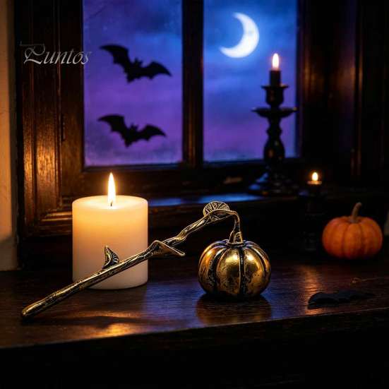 Candle Maintenance Tools Pumpkin Snuffer with Long Handle, Halloween Theme PET Wick Trimmer Alternative Extinguisher, Decorative Stopper for