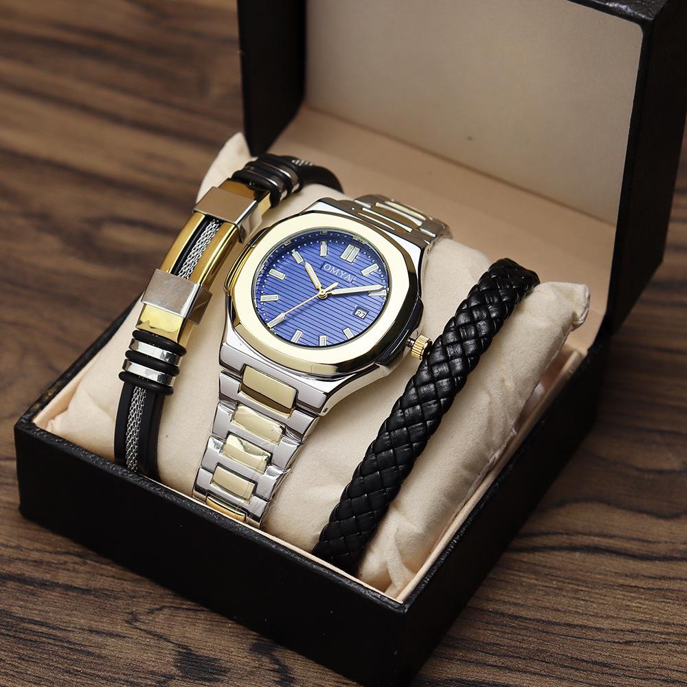 

В наличии! Водонепроницаемый мужской набор часов-тройка, лидер продаж: Включает браслет, наручные часы-календарь.