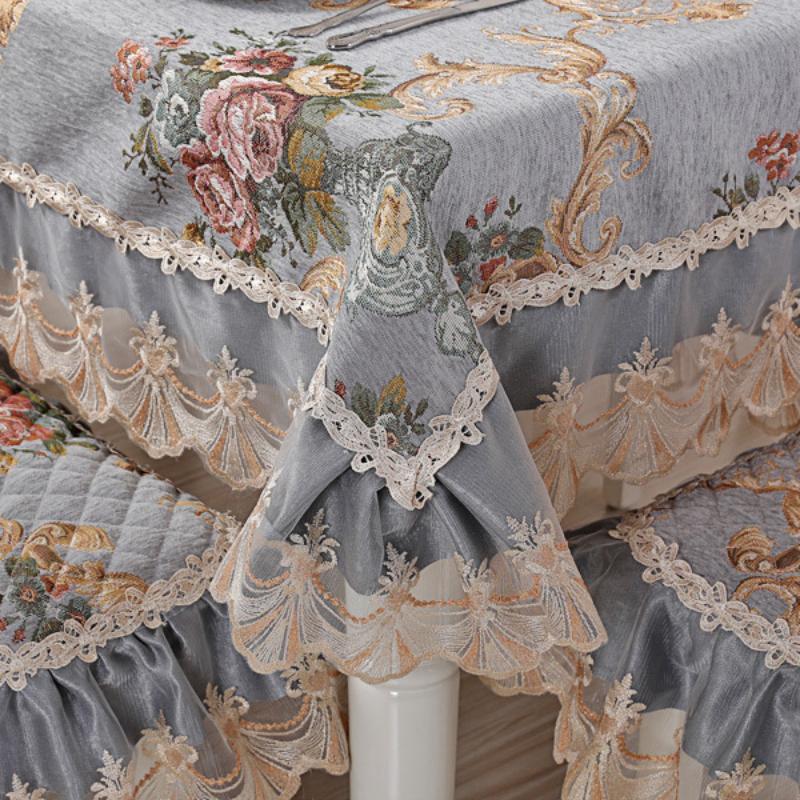 Chenille Table Cloths European Dining Table Cover Chair Cushion Cover Jacquard Red Round Tablecloths Party Wedding Table Decor