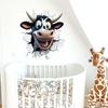 3D Cartoon Funny Cow Realistic Wall Stickers, Self-Adhesive Decor for Room Living Room Background Wall Decoration