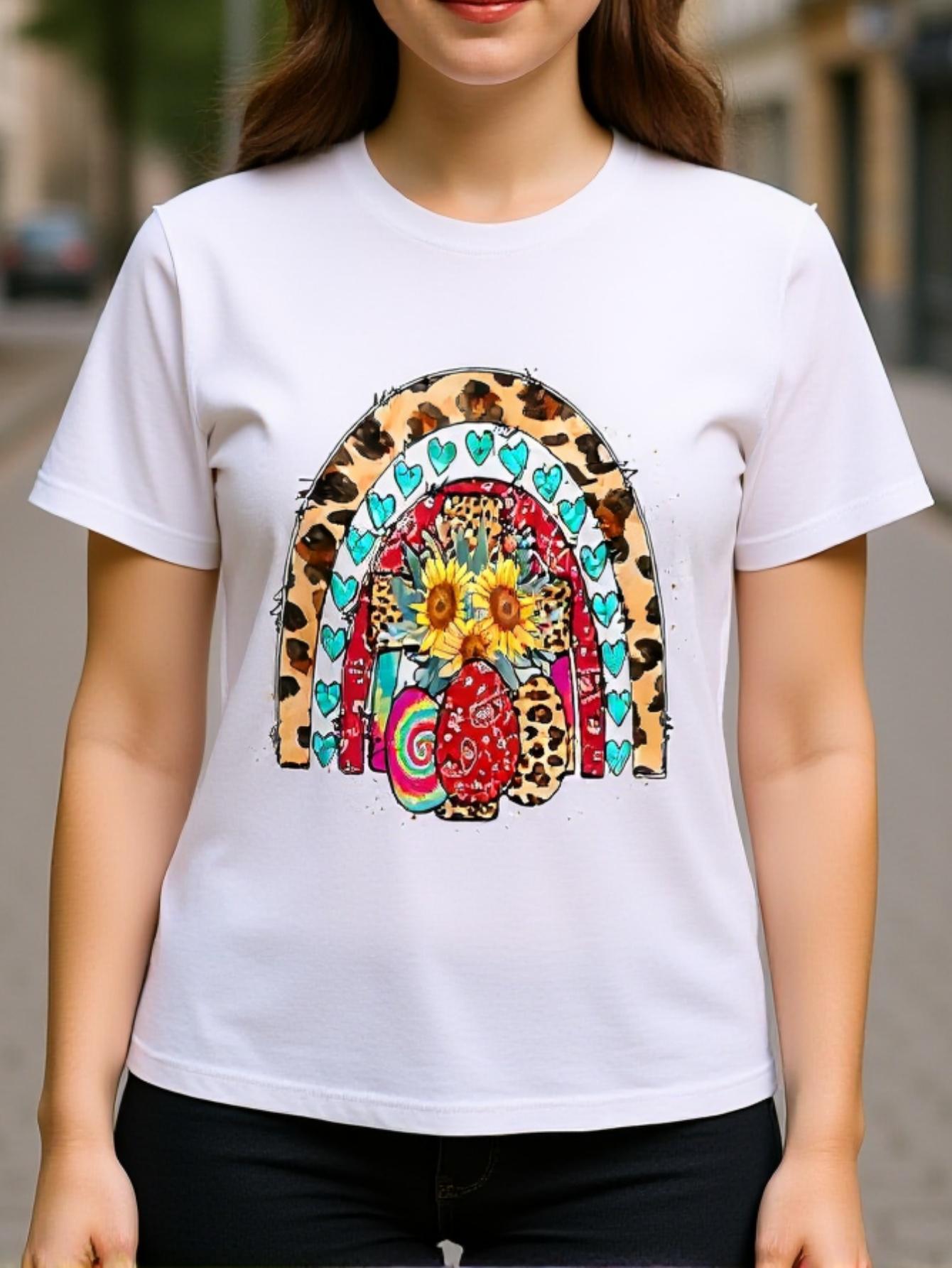 

Leopard Print Easter Rainbow T-Shirt for Christian Mothers Featuring a Sunflower Cross XL дубильная кора
