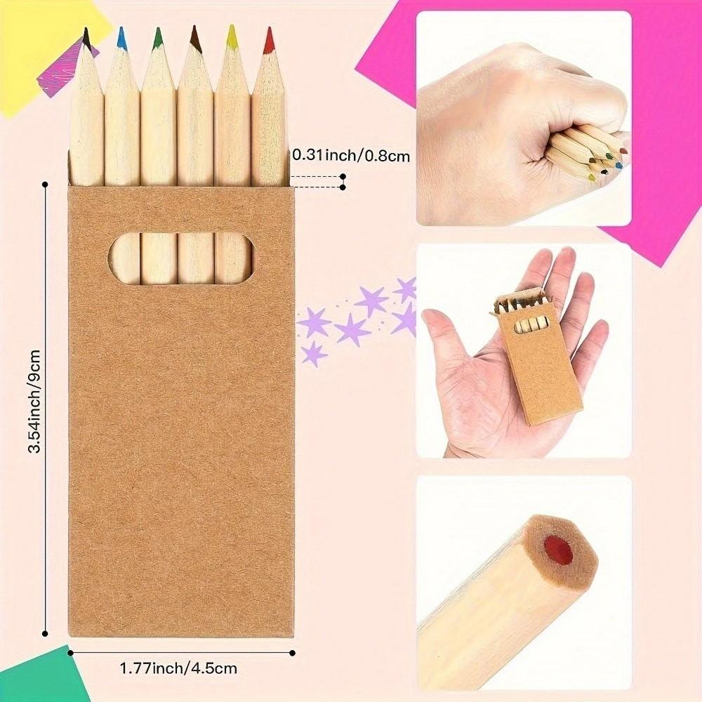 5 Boxes/30pcs Kraft Paper Box Children's Short Pen Mini Drawing Pencil Student Stationery