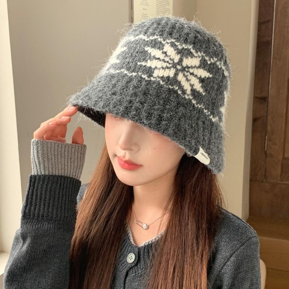 Warm Knitted Bucket Hats Autumn Winter Fisherman Cap Fashion Basin Cap for Women
