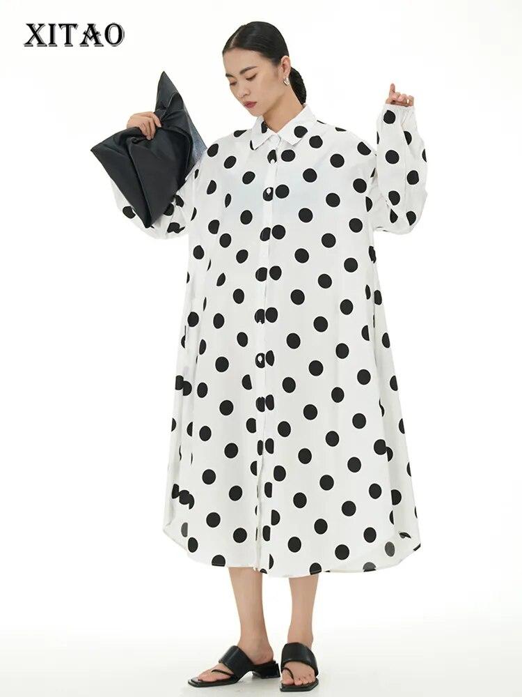 

XITAO Fashion Dot Print Модное женское повседневное платье DMJ2596