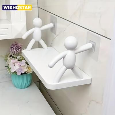 1 unidad Estante de almacenamiento pequeño para personas Estante de almacenamiento de dibujos animados sin perforaciones Estante de almacenamiento para baño de aseo Estante de almacenamiento de cosméticos Estante de clasificación de frascos de condimentos