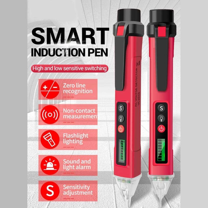 Adjustable Sensitivity Electrical Tester Pen Not Contact Voltage Detectors Live Wire Identifier Flashlight Color Display