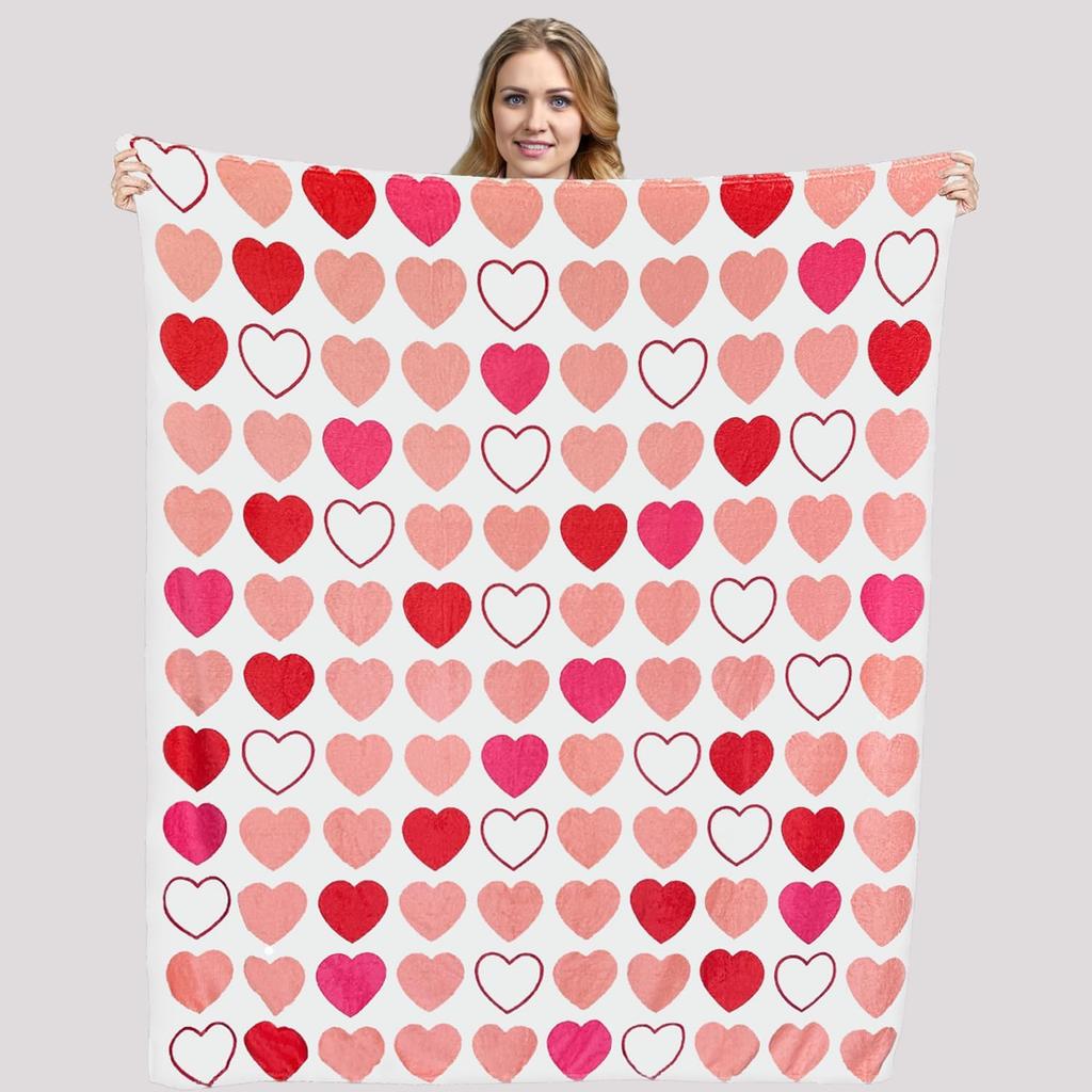 Summer Lightweight Mom Throw Blanket with Hearts 60 x 50 Inch for Sofa,Bed & Air Conditioning Rooms,Cooling Flannel Blanket for