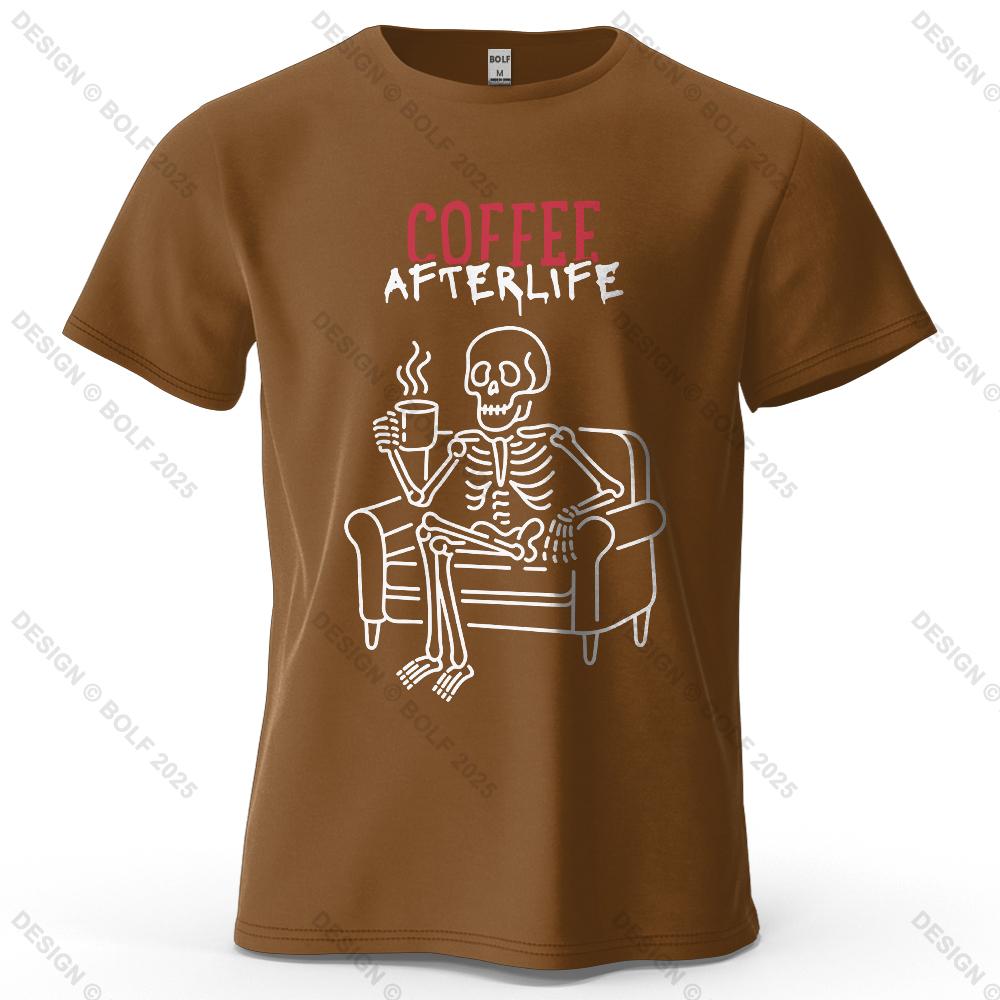 Coffee Afterlife Humorous Printed Men's T-Shirt 100% Cotton Oversized Relaxed Graphic Tees for Women Tops Tees Casual Streetwear