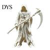 Dark Style Ornament Gothic Grim Reaper Figurine, 3D Printed Hooded Statue with Figurine Sickle, Spooky Robe Decoration for Halloween Indoor