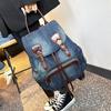 Cowboy-Umhängetasche für Damen, modische Retro-Jeans-Stofftasche mit Rindsleder-Rucksack, lässige und vielseitige Canvas-Tasche