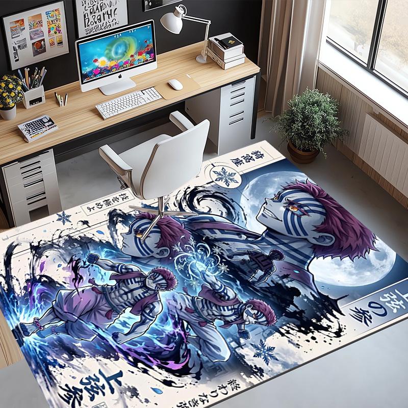 Demon Slayer Pattern Rug, Indoor/Outdoor Mat, for Picnic, Gameroom, Bedroom, Office, Living Room, Home Decor Carpet, Birthday Gift