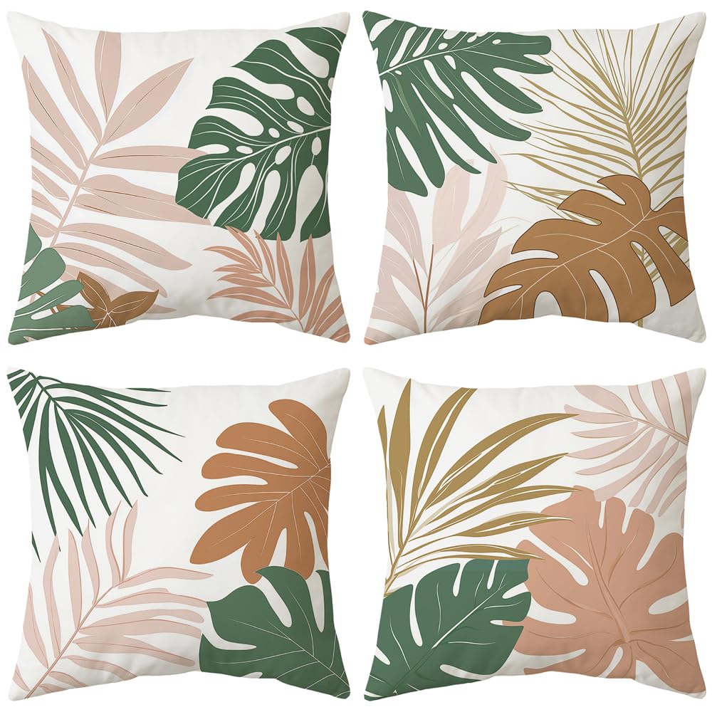 4Pcs Abstract Plant Geometric Shape Printed Pillow Cover Polyester Cushion Case 2D Flat Printing Pillowcase Nordic Calm Now