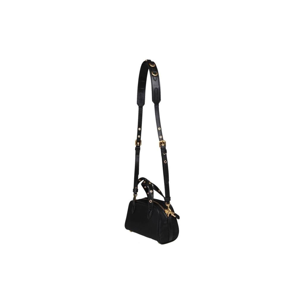 Moschino Gold Logo Plaque Gold Stud Detail Cotton Tote Bag Shopping Bag Shoulder Crossbody Handbag Women Tote Bags Black 74318202B-1555