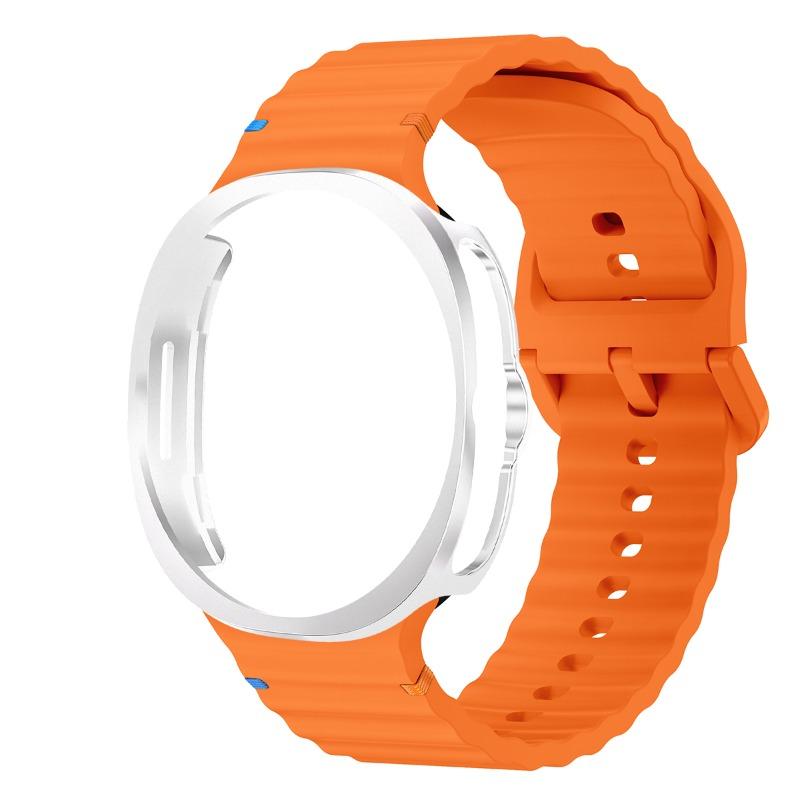 Silicone Strap+PC Case for Samsung Galaxy Watch 8 classic Wave Band Screen Protector Bumper for Galaxy Watch 8 classic 46mm