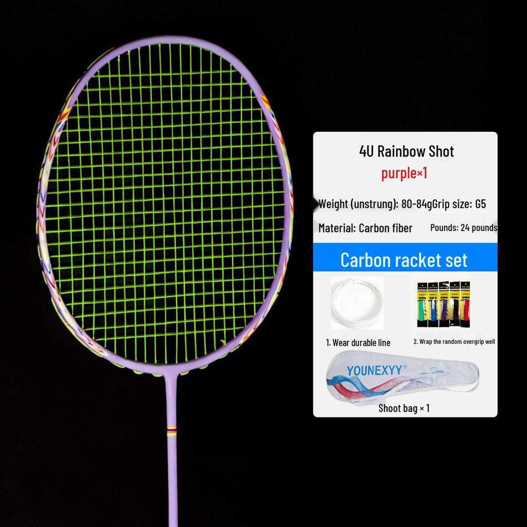 Full Carbon Fiber Badminton Racket Set for Men and Women - Durable, Lightweight, Offensive & Defensive, Professional Adult Singles & Doubles Play